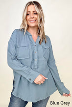 Load image into Gallery viewer, Zenana Gauze Split Neck Button Front Top