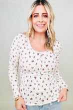 Load image into Gallery viewer, FawnFit Ditsy Floral Henley Long Sleeve Top