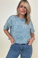 Load image into Gallery viewer, Zenana French Terry Acid Wash Raw Edge Crop Top