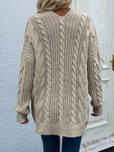Load image into Gallery viewer, Woven Right Cable-Knit Open Front Cardigan with Front Pockets