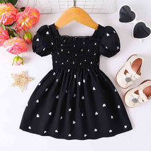 Load image into Gallery viewer, Heart Print Smocked Square Neck Dress