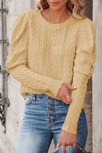 Load image into Gallery viewer, Solid Color Puffy Sleeve Textured Knit Top