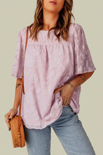 Load image into Gallery viewer, Floral Textured Ruffled Half Sleeve Babydoll Top