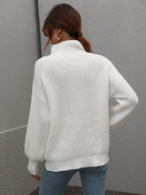 Load image into Gallery viewer, Woven Right High Neck Balloon Sleeve Rib-Knit Pullover Sweater