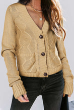 Load image into Gallery viewer, Green Front Pockets Buttons Textured Cardigan