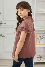 Load image into Gallery viewer, Girls Swiss Dot Smocked Flutter Sleeve Blouse