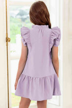Load image into Gallery viewer, Tie Neck Flutter Sleeve Dress