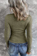 Load image into Gallery viewer, Crewneck Buttons Ribbed Knit Long Sleeve Top