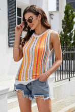 Load image into Gallery viewer, Striped Scalloped Hem Knit Tank