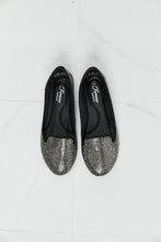 Load image into Gallery viewer, Forever Link Rhinestone Round Toe Flats in Black/Pewter