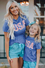 Load image into Gallery viewer, Girls USA Leopard Graphic Tee