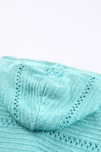 Load image into Gallery viewer, Zip-Up Raglan Sleeve Openwork Hooded Cardigan