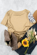 Load image into Gallery viewer, Khaki Western Steer Skull Letter Leopard Print Graphic Tee
