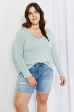 Load image into Gallery viewer, Zenana Full Size V-Neck Curved Hem Top in Light Green
