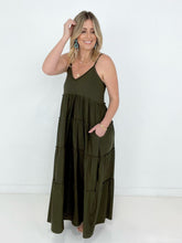 Load image into Gallery viewer, New Colors - Zenana V-Neck Cami Maxi Tiered Dress with Side Pockets