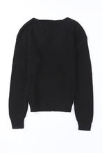 Load image into Gallery viewer, Ribbed Knit V Neck Long Sleeve Sweater