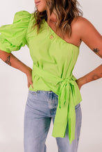 Load image into Gallery viewer, Tied Puff Sleeve One-Shoulder Top