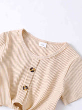 Load image into Gallery viewer, Girls Ribbed Buttoned Top and Flare Pants Set