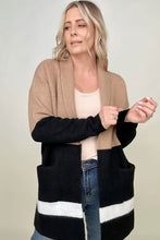 Load image into Gallery viewer, Latte Colorblock Cardigan With Patch Pockets
