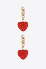 Load image into Gallery viewer, Rhinestone Heart Chain Drop Earrings