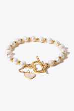 Load image into Gallery viewer, Freshwater Pearl Heart Charm Bracelet