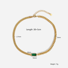 Load image into Gallery viewer, Cuban Chain Green Zircon Stone Necklace