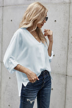 Load image into Gallery viewer, V Neck 3/4 Sleeve High Low Hem Shirt