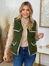 Load image into Gallery viewer, Green V-Neck Side Pocket Zipper Up Vest Coat