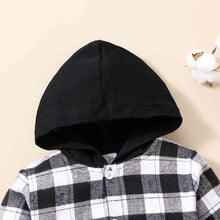 Load image into Gallery viewer, Plaid Button-Down Long Sleeve Hoodie