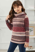 Load image into Gallery viewer, Girls Striped Cowl Neck Top with Pockets
