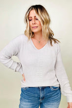 Load image into Gallery viewer, Ribbed Knit V Neck Long Sleeve Sweater