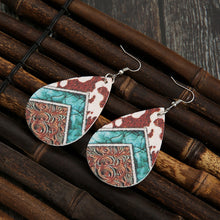 Load image into Gallery viewer, Retro Teardrop Cow/Leopard Pattern Drop Earrings