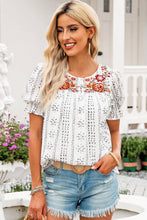 Load image into Gallery viewer, Floral Embroidered Ethnic Printed Crinkle Blouse