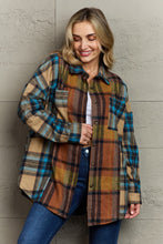 Load image into Gallery viewer, Double Take Plaid Curved Hem Shirt Jacket with Breast Pockets