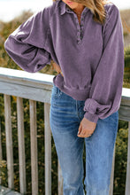 Load image into Gallery viewer, Quarter-Snap Collared Lantern Sleeve Sweatshirt