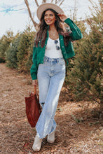 Load image into Gallery viewer, Green Faux Suede Button Down Cropped Jacket
