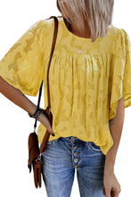 Load image into Gallery viewer, Floral Textured Ruffled Half Sleeve Babydoll Top