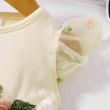 Load image into Gallery viewer, Embroidered Round Neck Flutter Sleeve Dress