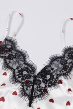 Load image into Gallery viewer, Heart Print Lace Trim Cami and Shorts Pajama Set