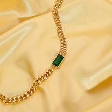 Load image into Gallery viewer, Cuban Chain Green Zircon Stone Necklace
