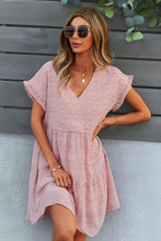 Load image into Gallery viewer, Printed V-Neck Short Sleeve Tiered Dress
