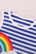 Load image into Gallery viewer, Girls Rainbow Graphic Striped Sleeveless Dress