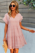 Load image into Gallery viewer, Printed V-Neck Short Sleeve Tiered Dress