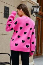 Load image into Gallery viewer, Heart Pattern Lantern Sleeve Round Neck Tunic Sweater