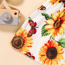 Load image into Gallery viewer, Sunflower Print Smocked Tie Shoulder Dress