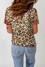 Load image into Gallery viewer, Leopard Plaid Floral Tee Shirt