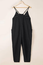 Load image into Gallery viewer, Textured Black Sleeveless V-Neck Pocketed Jumpsuit