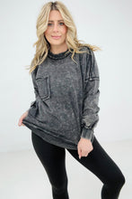 Load image into Gallery viewer, Zenana Acid Wash Raw Edge Front Pocket Pullover