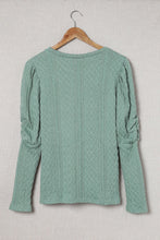 Load image into Gallery viewer, Solid Color Puffy Sleeve Textured Knit Top
