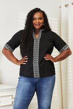 Load image into Gallery viewer, Double Take Embroidered Notched Neck Top